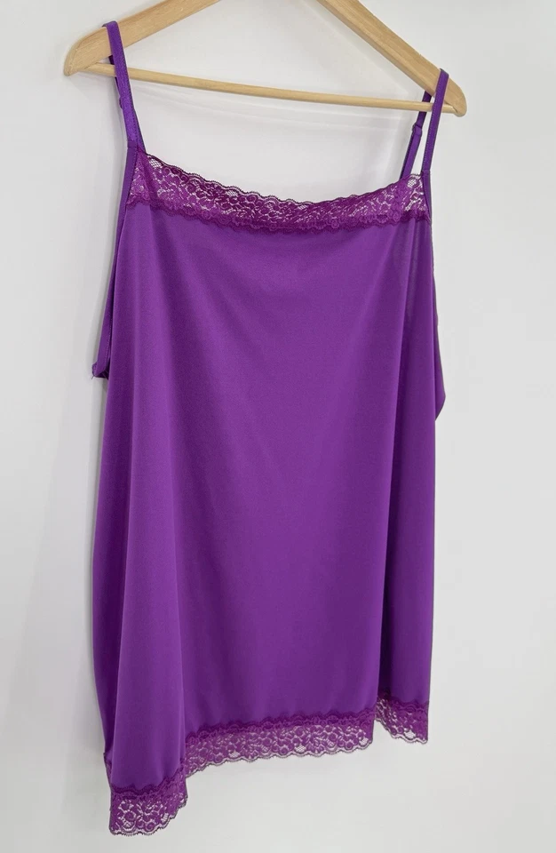 Camiseta sin mangas Cami forrada de encaje púrpura vibrante talla grande Bug de moda 3 capas Y2K Foto 3 de 4