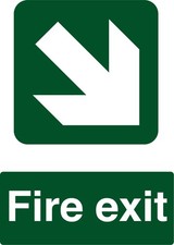 Fire Exit Arrow Down Right Green Fire Evacuation Signage Acrylic Or Vinyl Sign