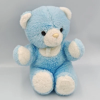 Doudou Ours Koala Vintage – Bleu Et Blanc Rayé, Yeux Marron, Ancien