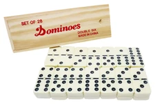 RCP Products DOUBLE SIX DOMINOES  WITH WOODEN CASE JUEGO DE DOMINOS DOBLE 6