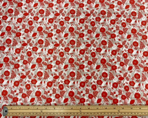 POPPIES Military Cotton Fabric Red Poppy Remembrance Floral Patchwork Materials - Picture 13 of 47