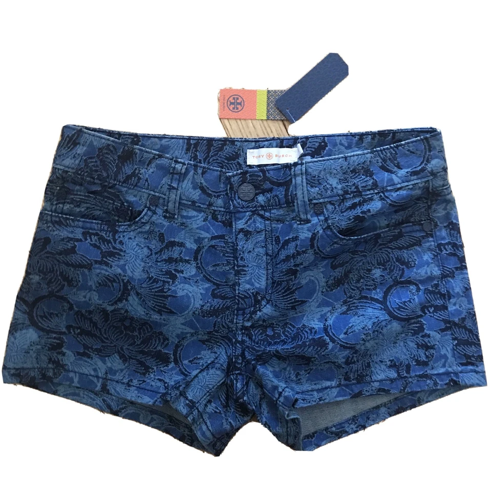 Pantalones Cortos TORY BURCH Azul Negro Gris FLORAL DENIM TALLA 26 NUEVOS CON ETIQUETAS Kano A/989 28141203 Foto 3 de 4