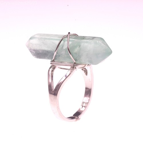 Natural Gemstones Hexagonal Pointed Reiki Chakra Beads Adjustable Ring Healing - Picture 16 of 63