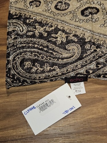 2 Echo Sparkley Glitter? Paisley Scarf Blue Multicolor And Black/Brown? - Picture 8 of 12