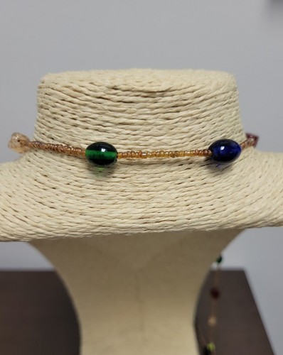 Vintage Estate Glass Bead Multi Strand Long Necklace Jewel Tones Boho Seed Beads - Picture 9 of 9