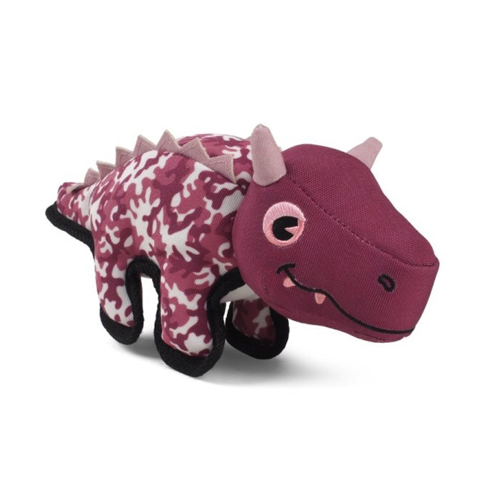 Fabric Dinosaur Dog Toy with Built in Squeaker - Red Camouflage Pet Toy