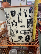 Vintage mod Pop Art Waste Basket Op Art trash can J L Clark