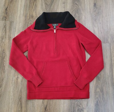 Lauren Ralph Lauren Jeans Co Sweater Womens Medium 1/4 Zip Pulover Knit Cotton 