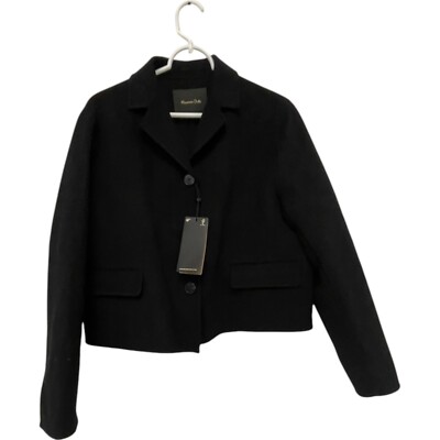 Massimo Dutti Mens Blazer Jacket M Black Textured Wool Blend Coat 6410/730 NWT