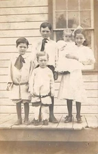 Vintage 1910's RPPC Children Dressed up for Church Postcard