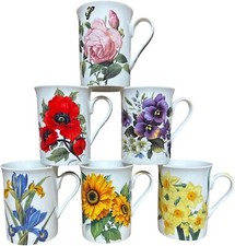 6 gemischte Blumen Kaffeetassen 300 ml Fine China