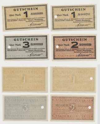 Köln Cöln Ehrenfeld Mauser Eisenwerke 2x 1 Mark, 2Mark , 3 Mark Notgeld ( 724 - Bild 1 von 3