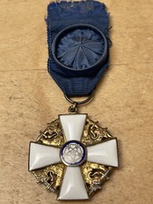 FINLAND.ORDER OF WHITE ROSE,1st CLASS BREAST BADGE,SILVER GILT ENAMEL,RIBBON.