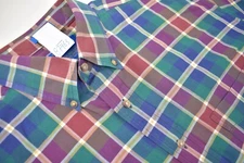 Pendleton Red/Green/Blue Plaid Button Down Collar Casual Shirt Size: Large