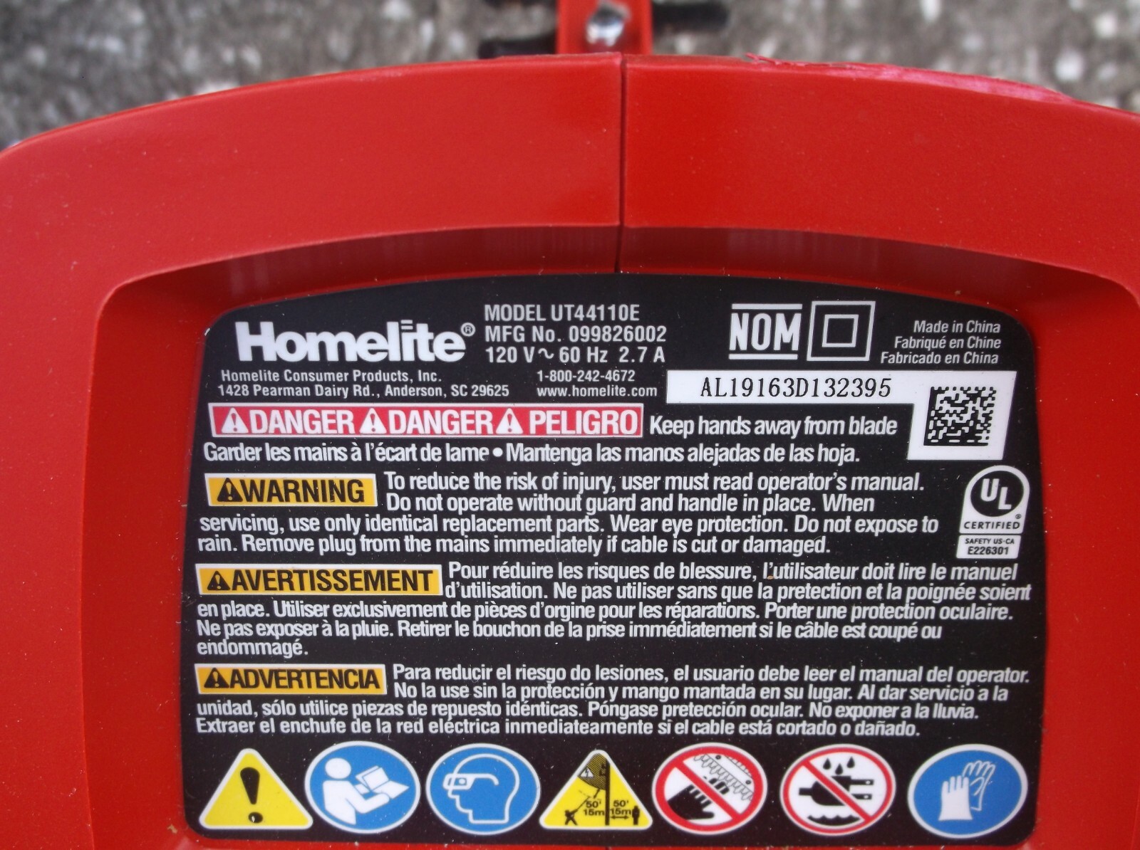 UT4411OE Homelite 17" Electric Hedge Trimmer eBay