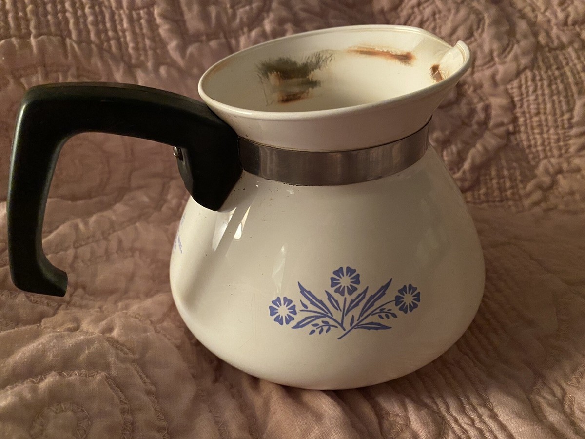 Vintage Corning Ware Coffee Tea Pot Teapot Cup P-104 Blue