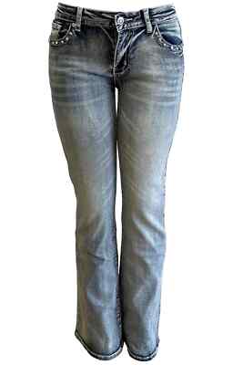 PLATINUM PLUSH RHINESTONE MOTORCYCLE DENIM BOOT CUT JEANS PLATINUM PLUSH RHINESTONE MOTORCYCLE DENIM BOOT CUT JEANS