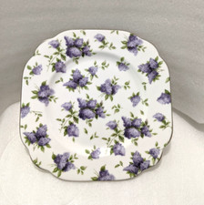 HO. ROYAL ALBERT Archive Collection Lilac Lane Platinum Square Salad Plate 7.75"