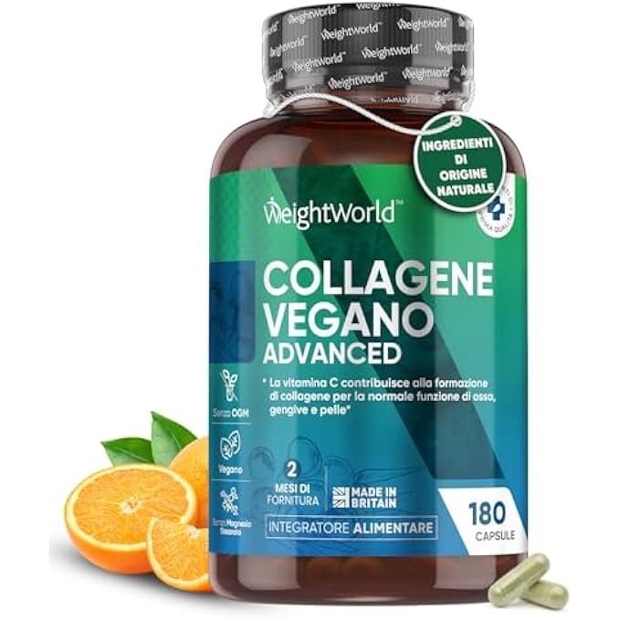 Collagene Vegano WeightWorld 180 Collagene Capsule con Vitamina C Vitamina E Z
