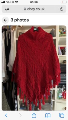 Weihnachten roter Wasserfallausschnitt Poncho Studio One Size