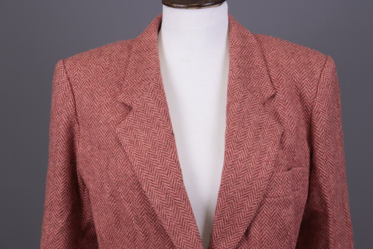 Giacca blazer monopetto YVES SAINT LAURENT bordeaux tweed lana taglia 42