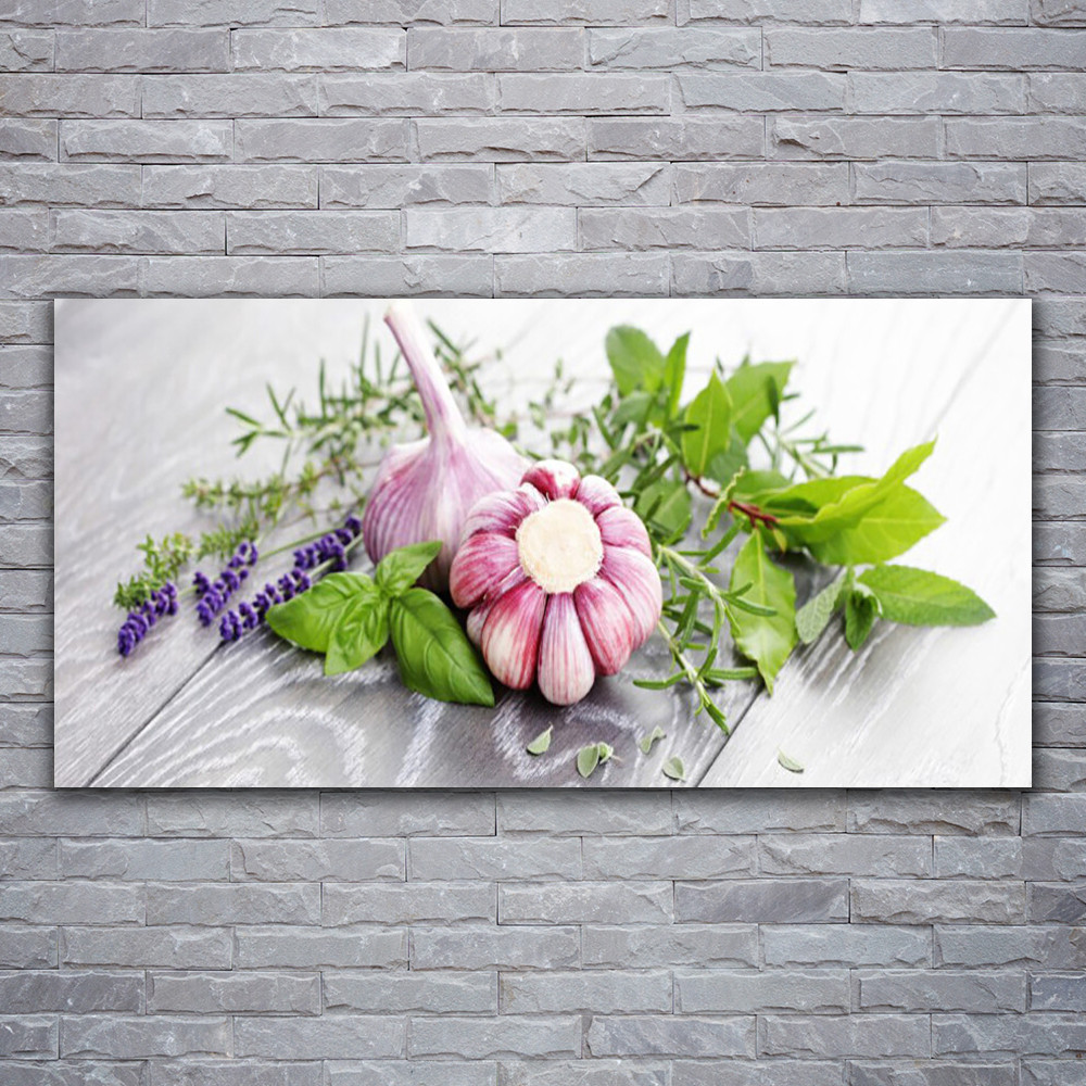 Impression sur verre acrylique tableau floral 120x60 fleurs ail décoration murale
