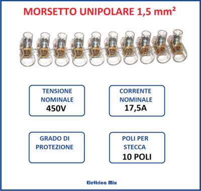 100 Morsetti Unipolari A Cappuccio 2,5mm² - Stecche Da 10 Poli Made In Italy - Foto 4