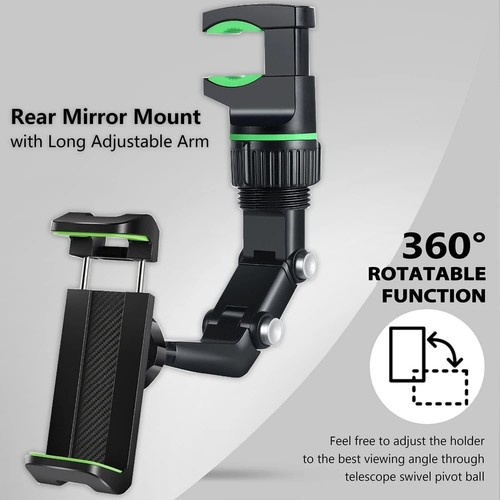 360° Rotating Rearview Mirror Phone Mount - Easy Install & Durable Design - Picture 4 of 9