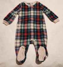 NWT Baby Gap Multi Plaid Christmas Pajamas PJs 1PC Footed Unisex Baby Toddler