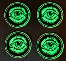 GLOW In The dark Vinyl Eyeball Stickers 2” Set Of 4 Illuminati
