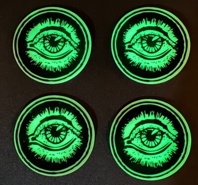 GLOW In The dark Vinyl Eyeball Stickers 2  Set Of 4 Illuminati