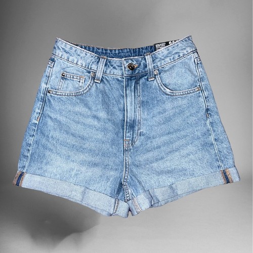 H\u0026M High Waist Denim Mom Shorts Size 