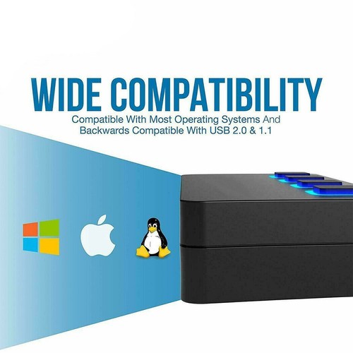4 Port USB 2.0 with ON/OFF Switch Compact USB Multi Hub Expansion Splitter AU - Picture 6 of 7