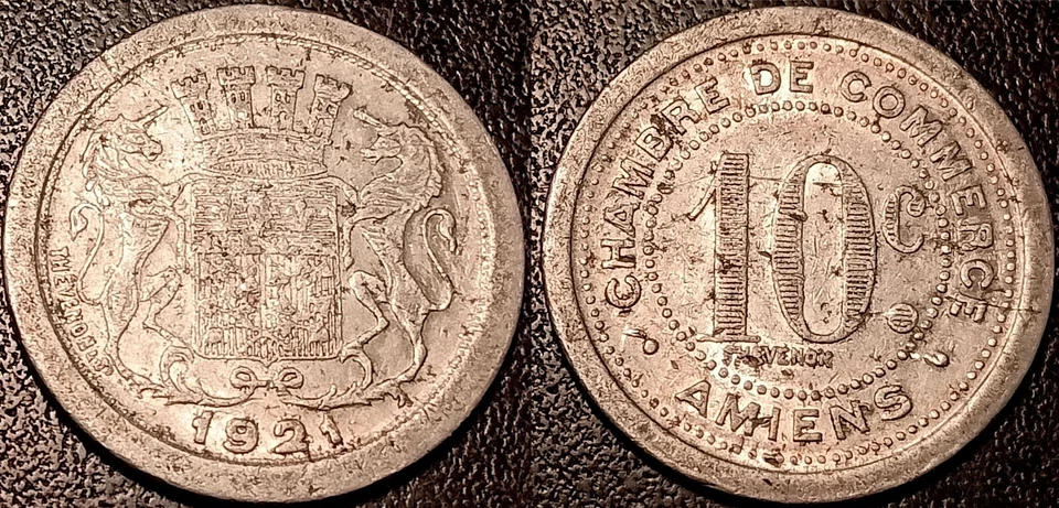 Monnaie de nécessité - Amiens (80) - 10 centimes 1921 ! El Mon.# 10.4 - Photo 1/1