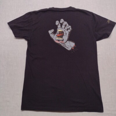 Santa Cruz Skateboards Speed Wheels Screaming Hand T Shirt Small Black 2 Sided