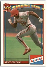 1991 Topps Bazooka Shining Stars #12 Vince Coleman  St. Louis Cardinals
