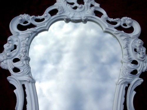 Wandspiegel Oval Weiß-silber SPIEGEL Barock RETRO 50X76 SHABBY PRUNK mirror - Bild 3 von 12