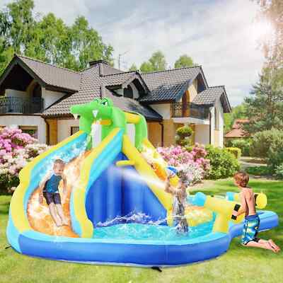 Inflatable Water Slide Bounce Park Splash Pool Climbing Wall Kids Gift w/Blower-