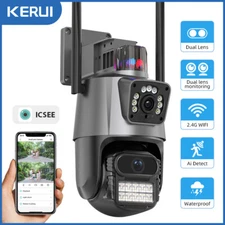 Dual Lens 6MP HD WiFi Security Camera 8X Zoom Outdoor Home Night Vision CCTV PTZ