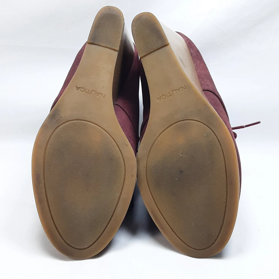 Nautica - Linha d'água - Botas anabela - Botas de tornozelo - Femininas - Tamanho 7.5 - Borgonha - Imagem 4 de 4