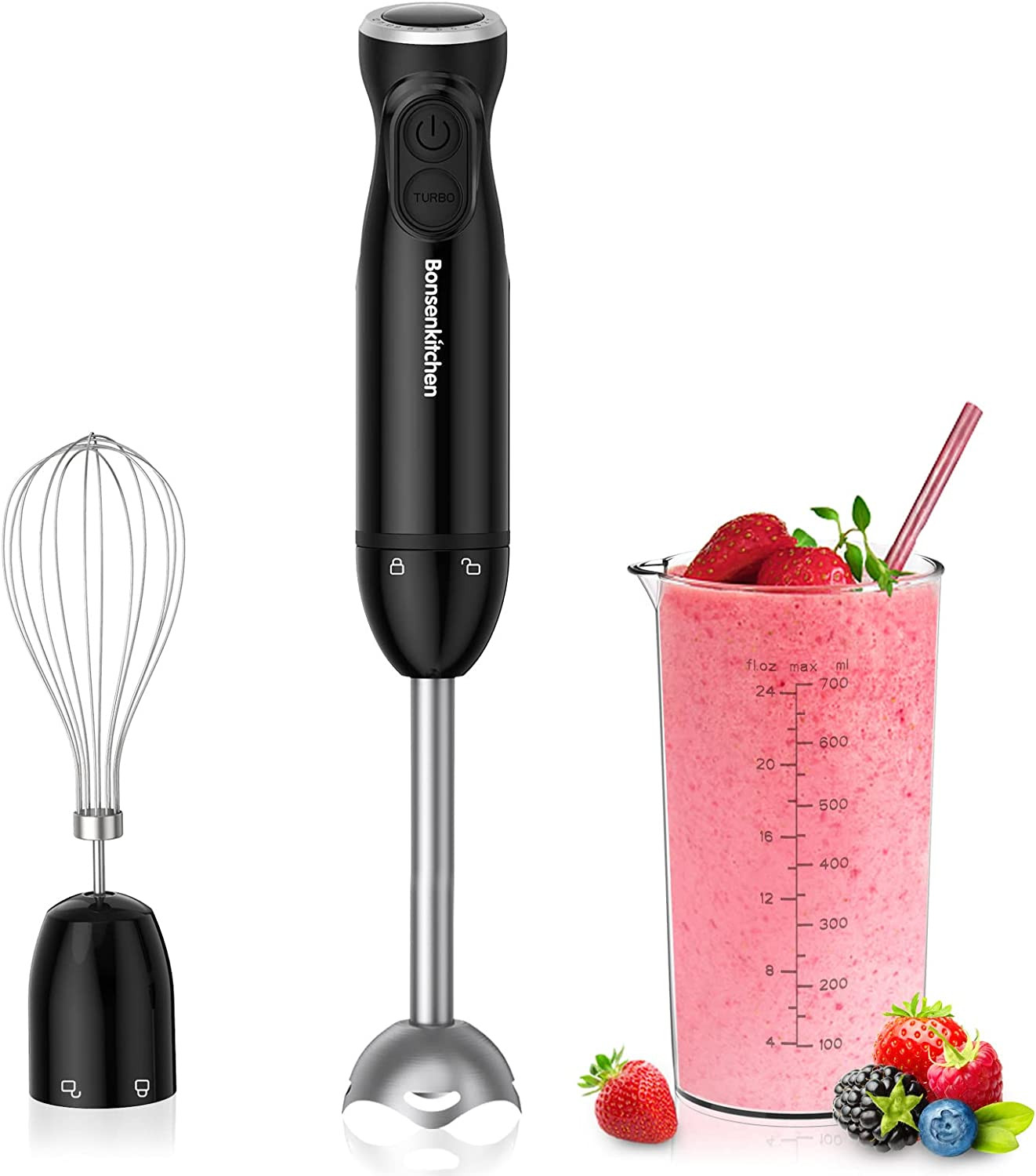 Hand Blender, 3-In-1 Immersion Blender Handheld, Stick Blender Electric with Sta