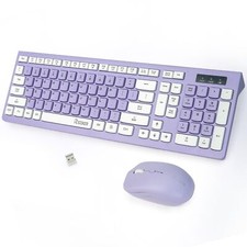 RECCAZR Wireless Keyboard and Mouse Combo Full-Sized Wireless Keyboard and Ad...