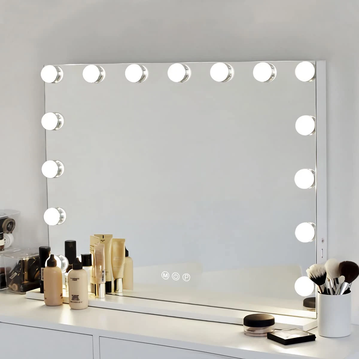 Vanity Mirror with Lights Large Makeup Mirror Lighted Hollywood Makeup  Vanity Mirror Tabletop or Wall-Mounted Mirror with Dimmable LED Bulbs and  USB