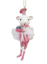 New Christmas PINK CUPCAKE CHEF MOUSE TUTU Ornament 4"