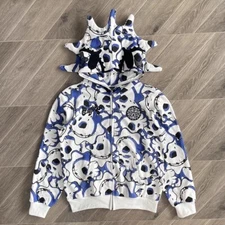 Glo Style Gang The Glory Full Zip Hoodie Blue cartoon print Men's Zip-up Hoodie