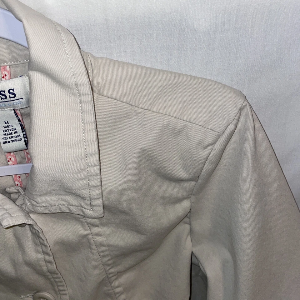 Bass Casual Jacket Womens Size Medium Beige Button Up 3/4 Sleeve - Image 4 of 4