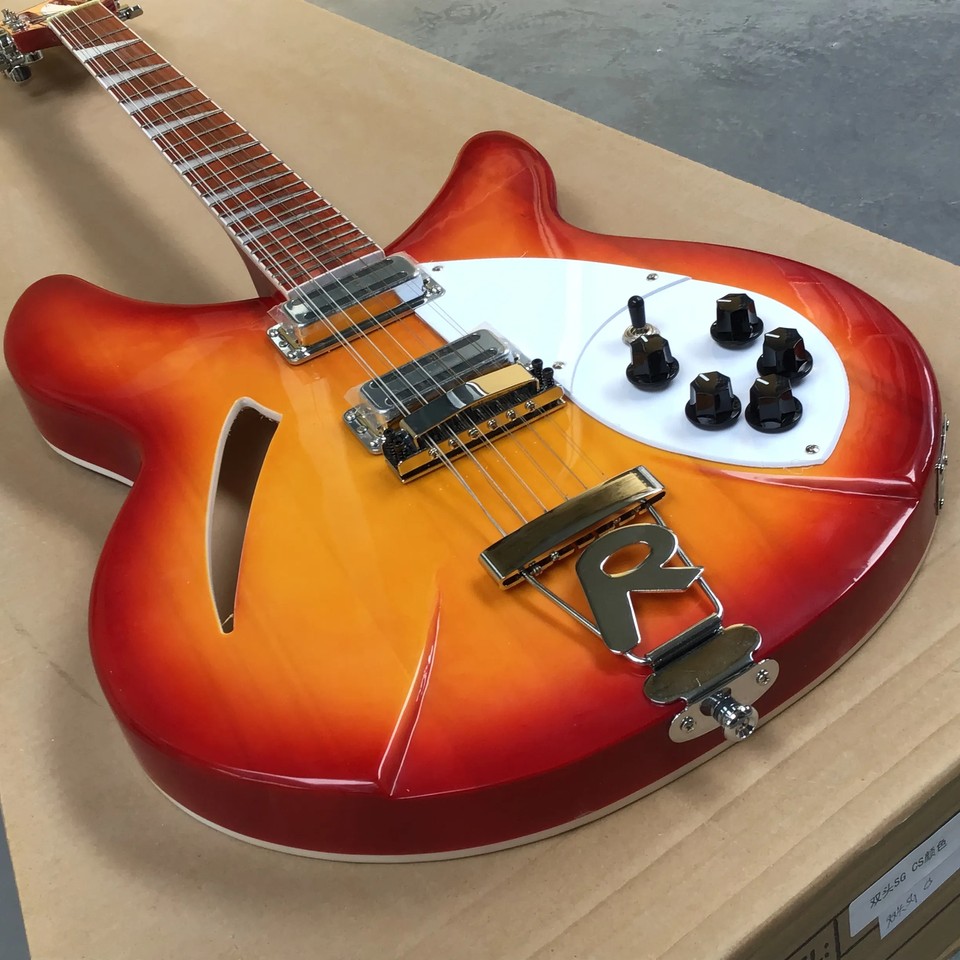 12 Strings Semi Hollow Body Cherry Red Electric Guitar Flame Maple Top