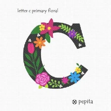Letter C Primary Floral Needlepoint Kit or Canvas