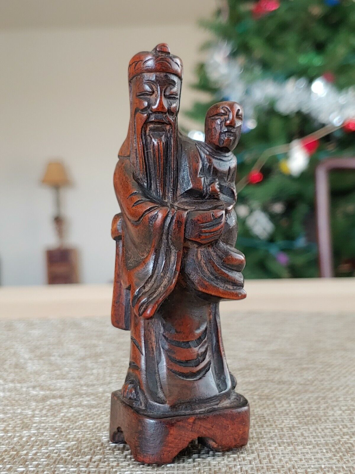 清代古董楠木雕福禄寿三星 Antique Chinese Qing Nanmu Wood 