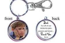 Personalized Wedding Photo Keychain Double-Sided 2 sides Gifts Father of Groom